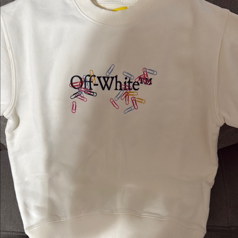 Off-White Cream Sweatshirt with Paperclip Design